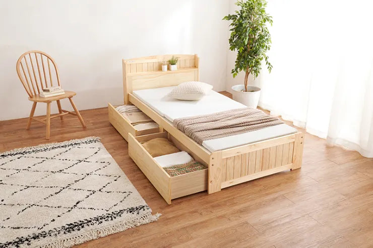 マットレス付きシングルベッド MB-5039S1180 幅101cm 奥行210cm 高さ78cm 床面高さ34cm