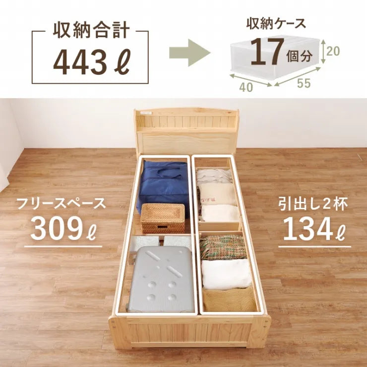 マットレス付きシングルベッド MB-5039S1180 幅101cm 奥行210cm 高さ78cm 床面高さ34cm
