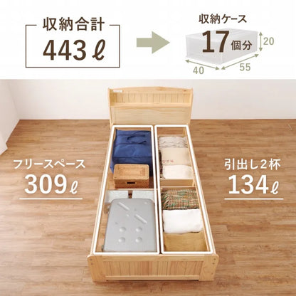 マットレス付きシングルベッド MB-5039S1180 幅101cm 奥行210cm 高さ78cm 床面高さ34cm