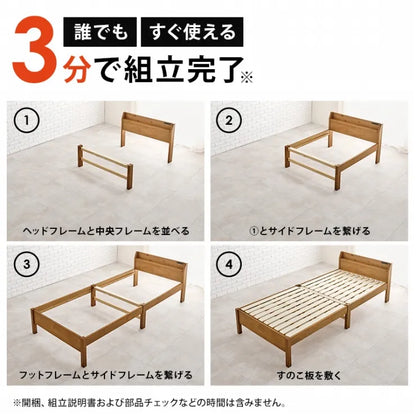 簡単組立 シングルベッド MB-5096S 幅98.5cm 奥行221cm 高さ68cm 床面高さ36cm