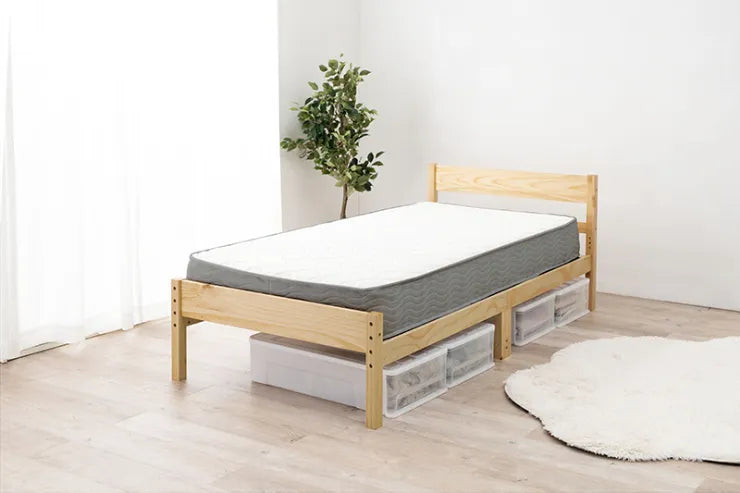 マットレス付きシングルベッド MB-5107S3302 幅100cm 奥行き206cm 高さ70cm 床面高さ29～39cm