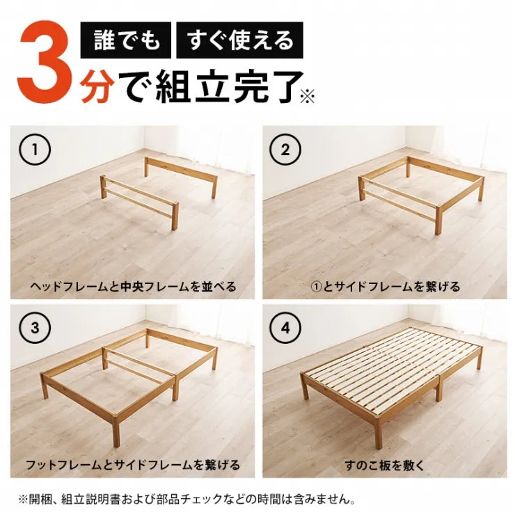簡単組立 マットレス付きセミダブルベッド MB-5145SD3301 幅122.5cm 奥行き198cm 高さ36.5cm 床面高さ36cm