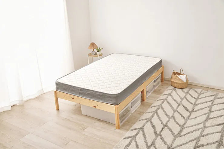 簡単組立 マットレス付きセミダブルベッド MB-5145SD3302 幅122.5cm 奥行き198cm 高さ36.5cm 床面高さ36cm
