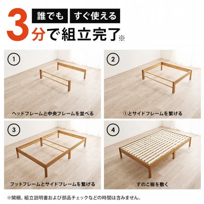 簡単組立 マットレス付きセミダブルベッド MB-5145SD3302 幅122.5cm 奥行き198cm 高さ36.5cm 床面高さ36cm
