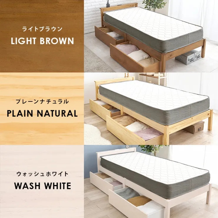 簡単組立 マットレス付きシングルベッド MB-5150S3301HS 幅100cm 奥行き207.5cm 高さ65cm 床面高さ36cm