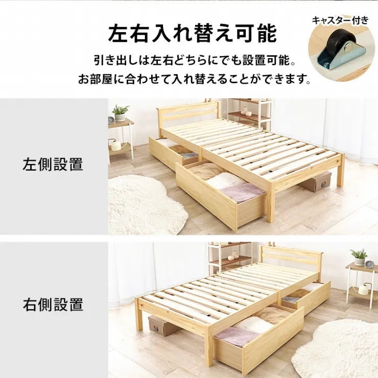 簡単組立 マットレス付きシングルベッド MB-5150S3301HS 幅100cm 奥行き207.5cm 高さ65cm 床面高さ36cm