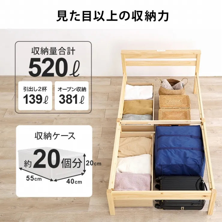 簡単組立 マットレス付きシングルベッド MB-5150S3301HS 幅100cm 奥行き207.5cm 高さ65cm 床面高さ36cm