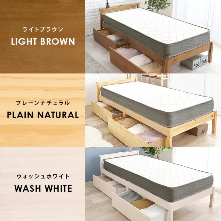 簡単組立 マットレス付きシングルベッド MB-5150S3302HS 幅100cm 奥行き207.5cm 高さ65cm 床面高さ36cm