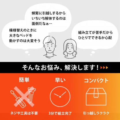 簡単組立 マットレス付きセミダブルベッド MB-5150SD3301 幅123cm 奥行き207.5cm 高さ61.5cm 床面高さ36cm