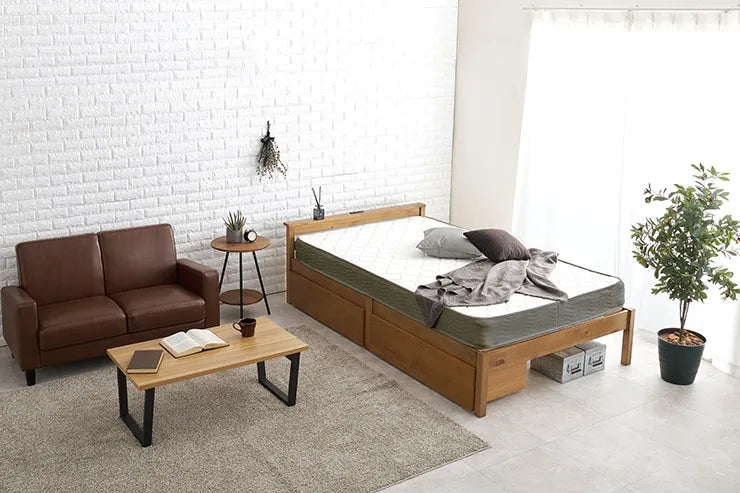 簡単組立 マットレス付きセミダブルベッド MB-5150SD3302HS 幅123cm 奥行き207.5cm 高さ61.5cm 床面高さ36cm