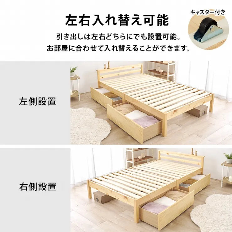 簡単組立 マットレス付きセミダブルベッド MB-5150SD3302HS 幅123cm 奥行き207.5cm 高さ61.5cm 床面高さ36cm