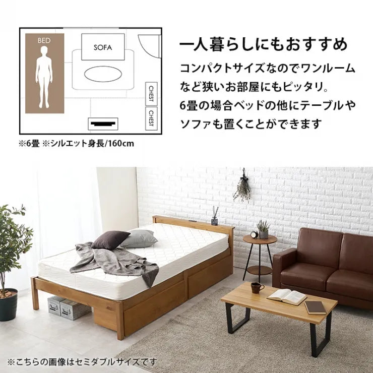 簡単組立 シングルベッド MB-5150SHS 幅100cm 奥行き207.5cm 高さ65cm 床面高さ36cm