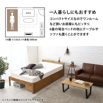 簡単組立 シングルベッド MB-5150SHS 幅100cm 奥行き207.5cm 高さ65cm 床面高さ36cm