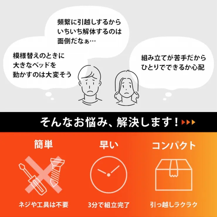簡単組立 シングルベッド MB-5150SHS 幅100cm 奥行き207.5cm 高さ65cm 床面高さ36cm