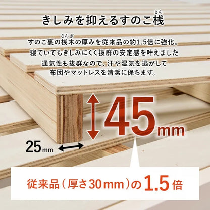 簡単組立 宮付きシングルベッド MB-5151S 幅100cm 奥行き207.5cm 高さ65cm 床面高さ36cm
