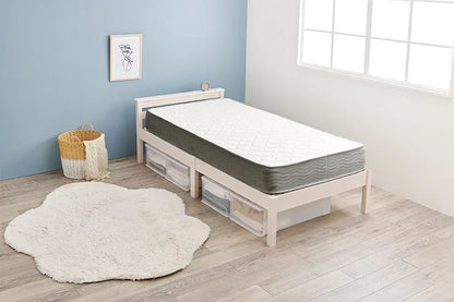 簡単組立 マットレス付き宮棚付きシングルベッド MB-5151S3301 幅100cm 奥行き207.5cm 高さ65cm 床面高さ36cm