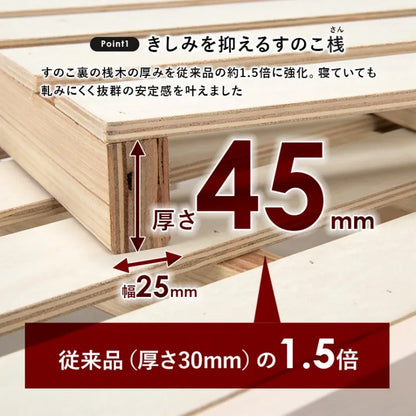シングルベッド MB-5164S 幅97.5cm 奥行き211.5cm 高さ72cm 床面高さ31～41cm