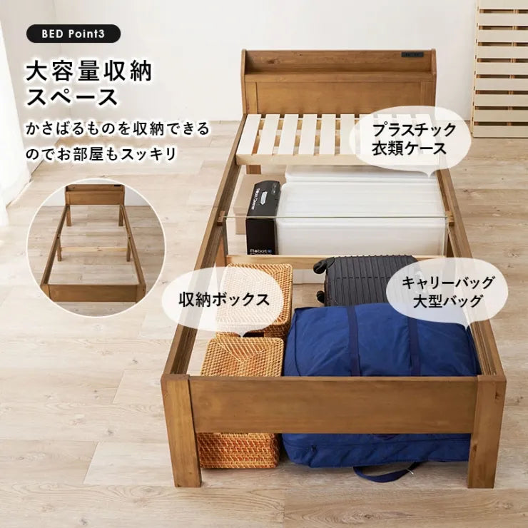 マットレス付きシングルベッド MB-5164S3302 幅97.5cm 奥行き211.5cm 高さ72cm 床面高さ31～41cm