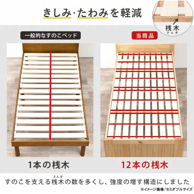 シングルミドルベッド MB-5166S 幅98cm 奥行き225cm 高さ93cm 床面高さ52～62cm