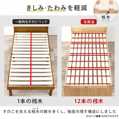 シングルミドルベッド MB-5166S 幅98cm 奥行き225cm 高さ93cm 床面高さ52～62cm