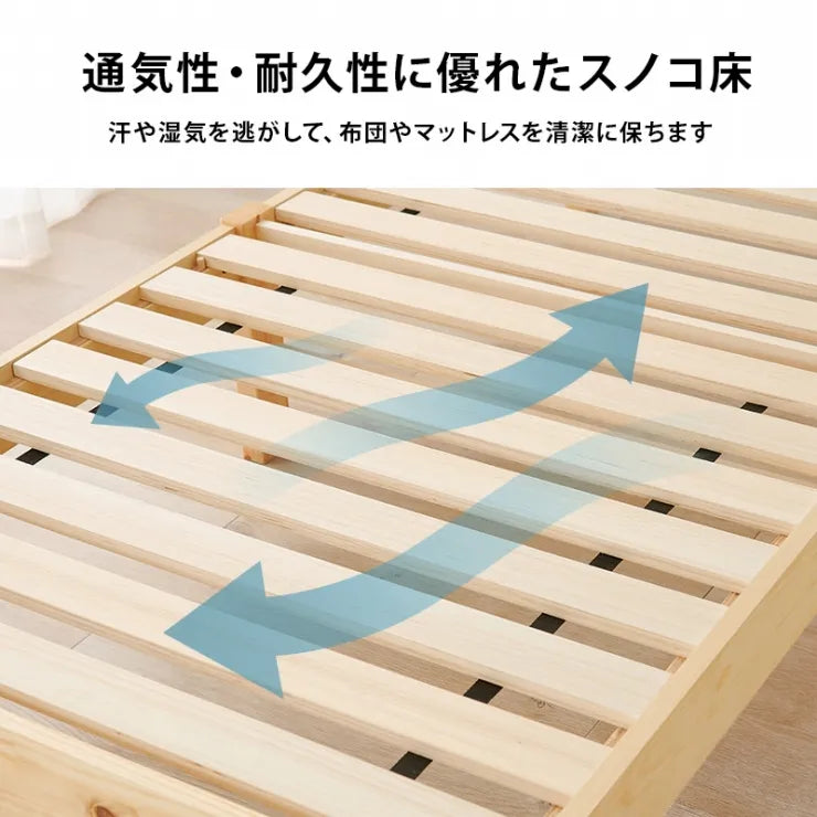 簡単組立 マットレス付きシングルベッド MB-5195S3301 幅98.5cm 奥行き209cm 高さ68cm 床面高さ36cm
