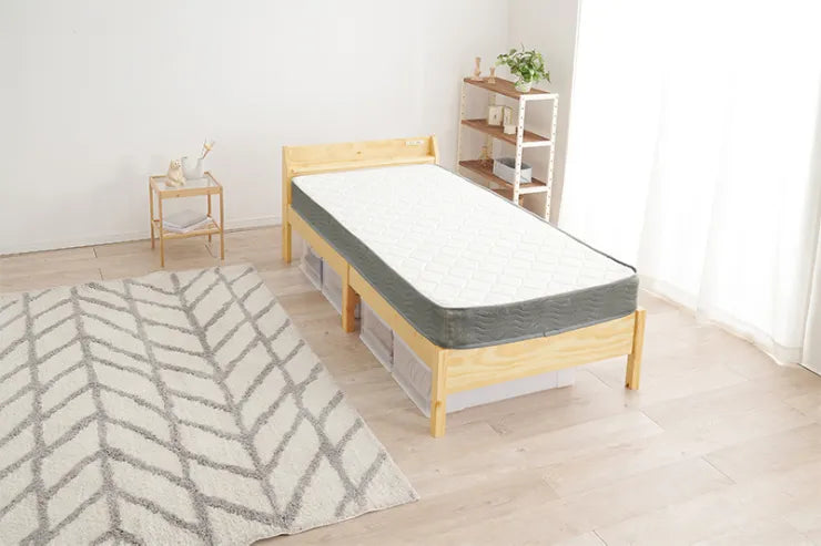 簡単組立 マットレス付きシングルベッド MB-5195S3302 幅98.5cm 奥行き209cm 高さ68cm 床面高さ36cm