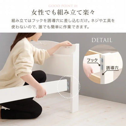 簡単組立 マットレス付きシングルベッド MB-5198S3301 幅98.5cm 奥行き209cm 高さ70cm 床面高さ31cm