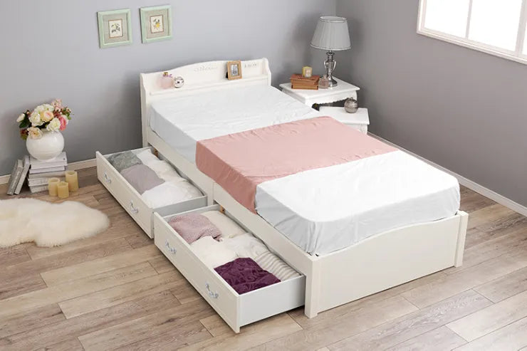 簡単組立 マットレス付きシングルベッド MB-5198S3301HS 幅98.5cm 奥行き209cm 高さ70cm 床面高さ31cm