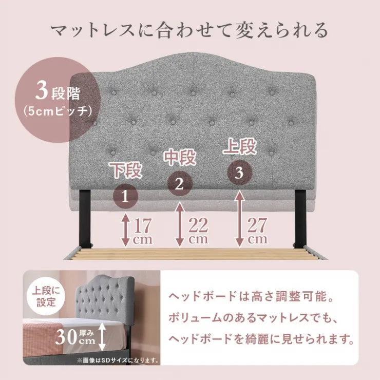シングルファブリックベッド MB-5390S 幅108cm 奥行き206cm 高さ103～113cm 床面高さ23cm