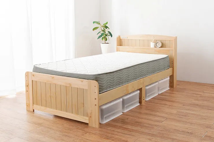 マットレス付きシングルベッド MB-5915S3302 幅102cm 奥行き211cm 高さ82cm 床面高さ31～43cm
