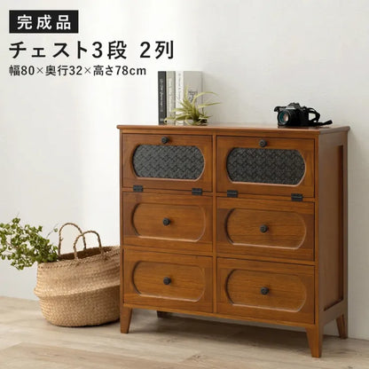 チェスト MCH-5186BR 幅80cm 奥行き32cm 高さ78cm