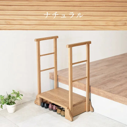 手すり付き 玄関踏み台 MFD-6908 幅74cm 奥行き40cm 高さ96cm 踏み台高さ17cm