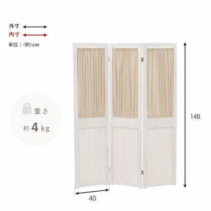 3連 パーテーション MS-5413AW 幅40cm 高さ148cm