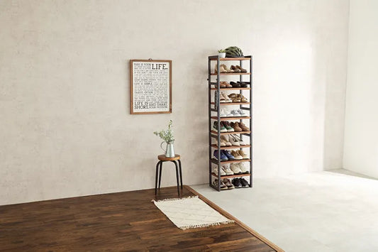 Folding leg table MT-6866 Width 105cm Depth 55cm Height 32(7)cm Folding center table Natural Brown Wooden table Solid Iron Retro Cafe table Wood table Modern Scandinavian Stylish Cute Industrial