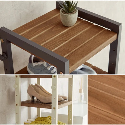 Folding leg table MT-6866 Width 105cm Depth 55cm Height 32(7)cm Folding center table Natural Brown Wooden table Solid Iron Retro Cafe table Wood table Modern Scandinavian Stylish Cute Industrial