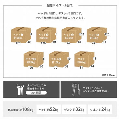 システムベッド RB-1620S 幅102cm 奥行き203cm 高さ119cm 床面高さ82cm