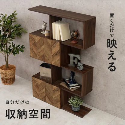 扉付きオープンラック RCC-1017BR 幅90cm 奥行き25.5cm 高さ142.5cm