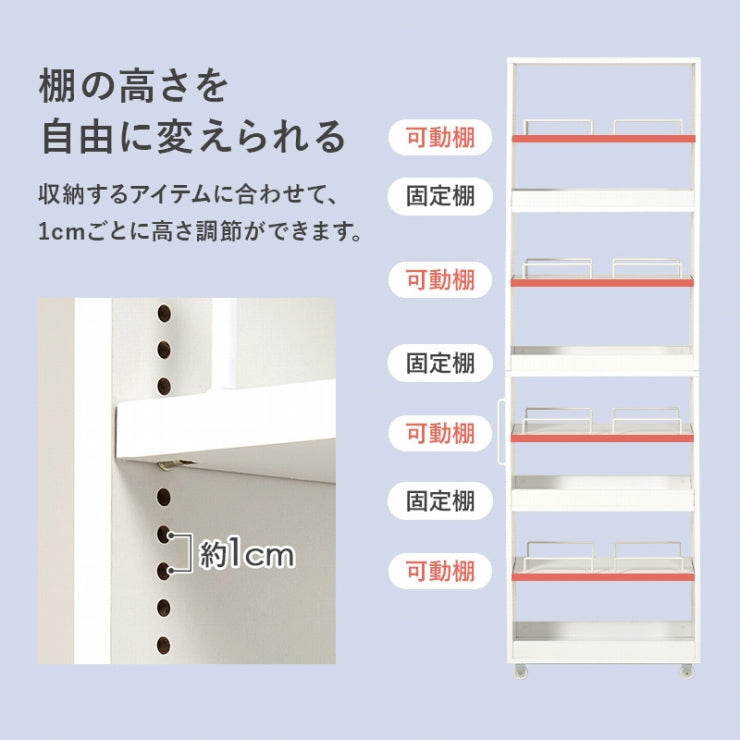 隙間収納ワゴン RCC-1535 幅12cm 奥行き55cm 高さ181cm