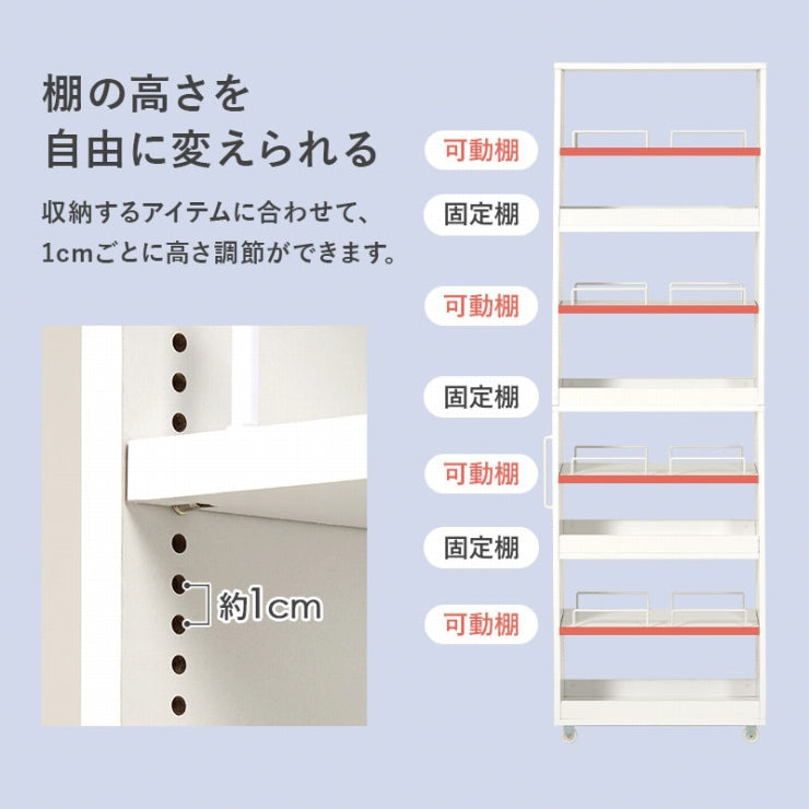 隙間収納ワゴン RCC-1537 幅20cm 奥行き55cm 高さ181cm