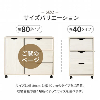 キャスター付きチェスト RCC-1552 幅80cm 奥行40cm 高さ67cm