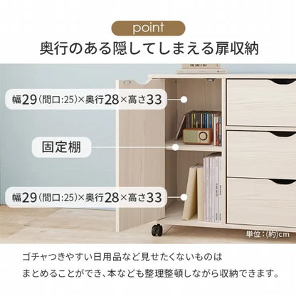 キャスター付きチェスト RCC-1552 幅80cm 奥行40cm 高さ67cm