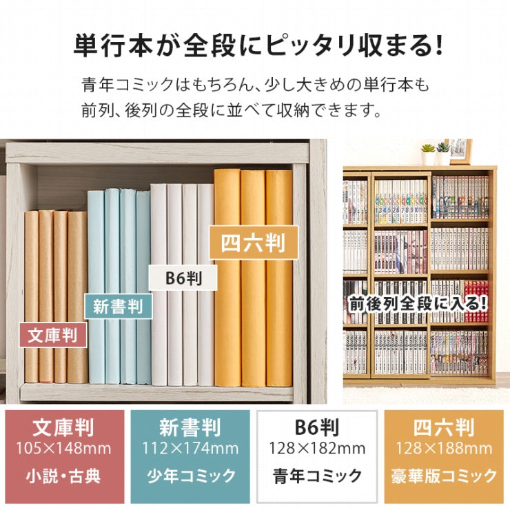 スライド棚付きコミックラック RCC-1565 幅120cm 奥行き33cm 高さ92cm