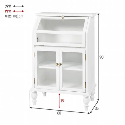 ガラスキャビネット RCC-1788AW 幅60cm 奥行き35cm 高さ90cm