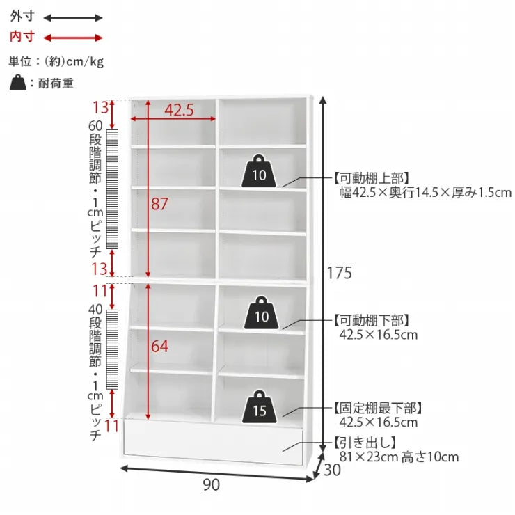 ブックラック RCC-1907S 幅90cm 奥行30cm 高さ175cm