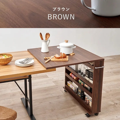 Table pliante MT-6866 Largeur 105 cm Profondeur 55 cm Hauteur 32 (7) cm Table centrale pliante Table en bois marron naturel Fer massif Table de café rétro Table en bois Moderne Scandinave Élégant Mignon Industriel