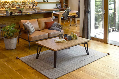 Table pliante MT-6866 Largeur 105 cm Profondeur 55 cm Hauteur 32 (7) cm Table centrale pliante Table en bois marron naturel Fer massif Table de café rétro Table en bois Moderne Scandinave Élégant Mignon Industriel
