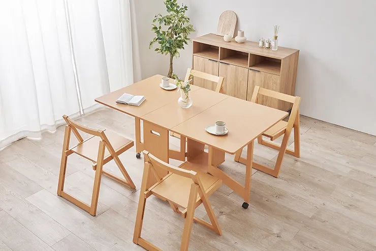 Table pliante MT-6866 Largeur 105 cm Profondeur 55 cm Hauteur 32 (7) cm Table centrale pliante Table en bois marron naturel Fer massif Table de café rétro Table en bois Moderne Scandinave Élégant Mignon Industriel