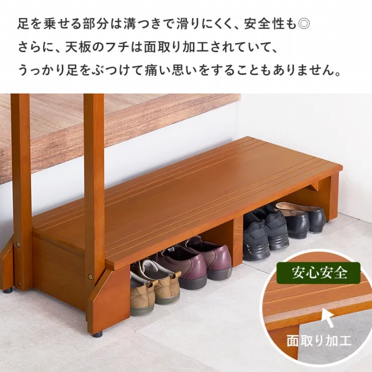 手すり付き 玄関踏み台 VH-7938-W 幅100cm 奥行き35cm 高さ95cm 踏み台高さ17.5cm