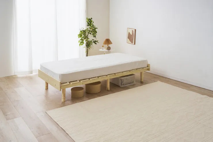 マットレス付きセミシングルベッド WB-7751SS3302 幅80cm 奥行き200cm 高さ17.5～37.5cm 床面高さ11.5～31.5cm