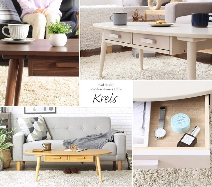 引出し付きリビングテーブル WT-34B 幅110cm 奥行き48cm 高さ37cm